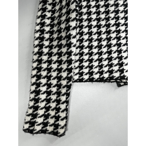 Ellen Tracy Cowl Neck Cardigan Sweater Womens Medium Houndstooth Black White - Picture 7 of 12